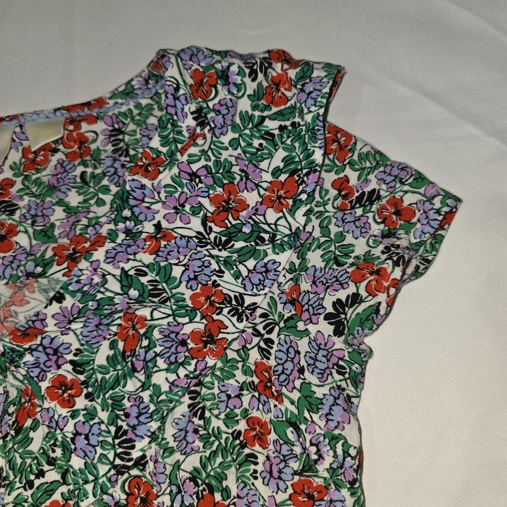 Anthropologie Maeve Austen Floral Collared V-Neck Blouse  Size 00P Cottagecore - Picture 8 of 10